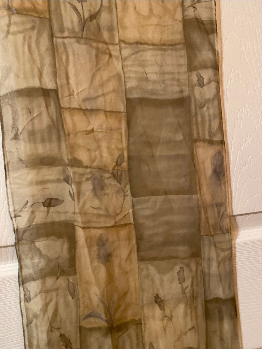 Cejon Sheer Olive and Taupe Botanical Scarf